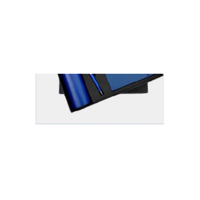 Royal blue gift set with textured notebook, matching insulated bottle, metal pen and keychain