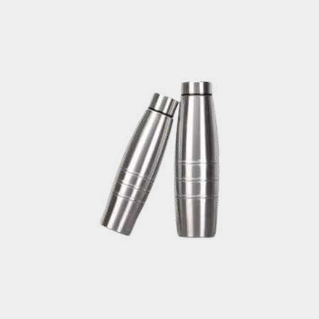 Stainless steel bottles with a ribbed grip body and screw caps