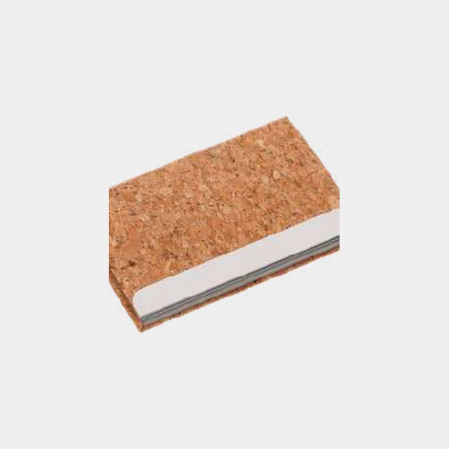 Card holder with a natural cork upper face and a pale base