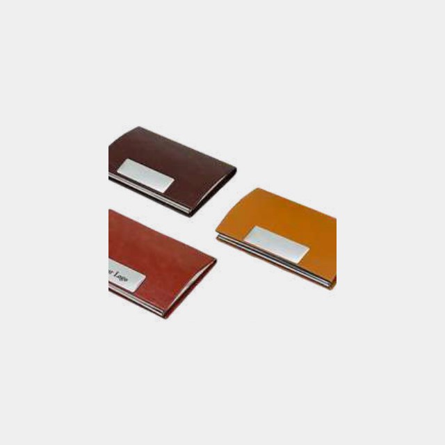 Card holders in deep brown, mid tan and amber leather finishes