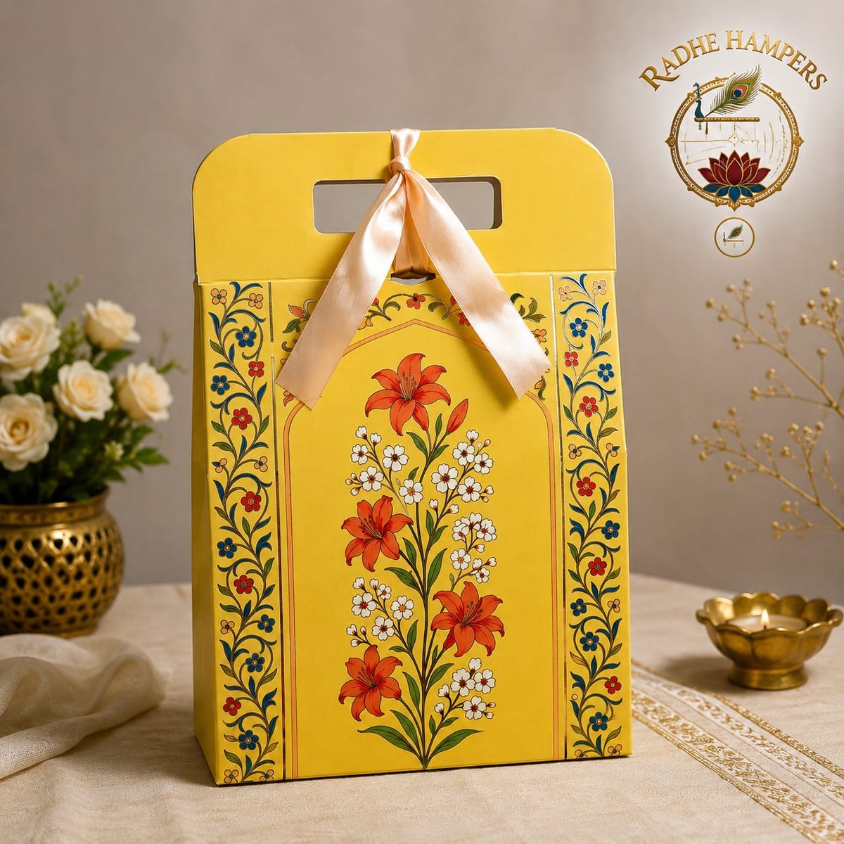 Yellow Mughal Floral Carry-Box