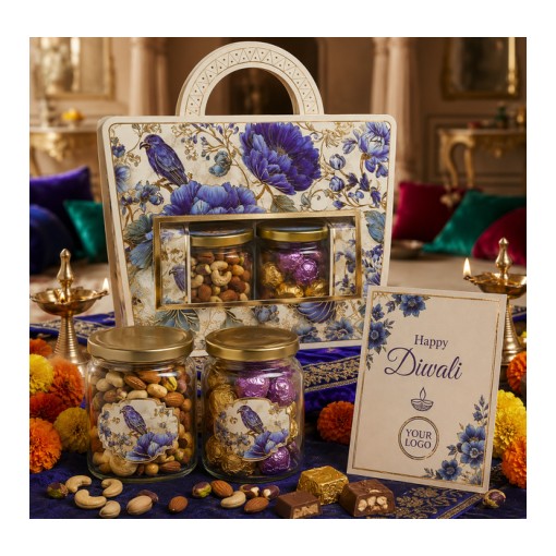 Blue Floral Dry Fruit Hamper