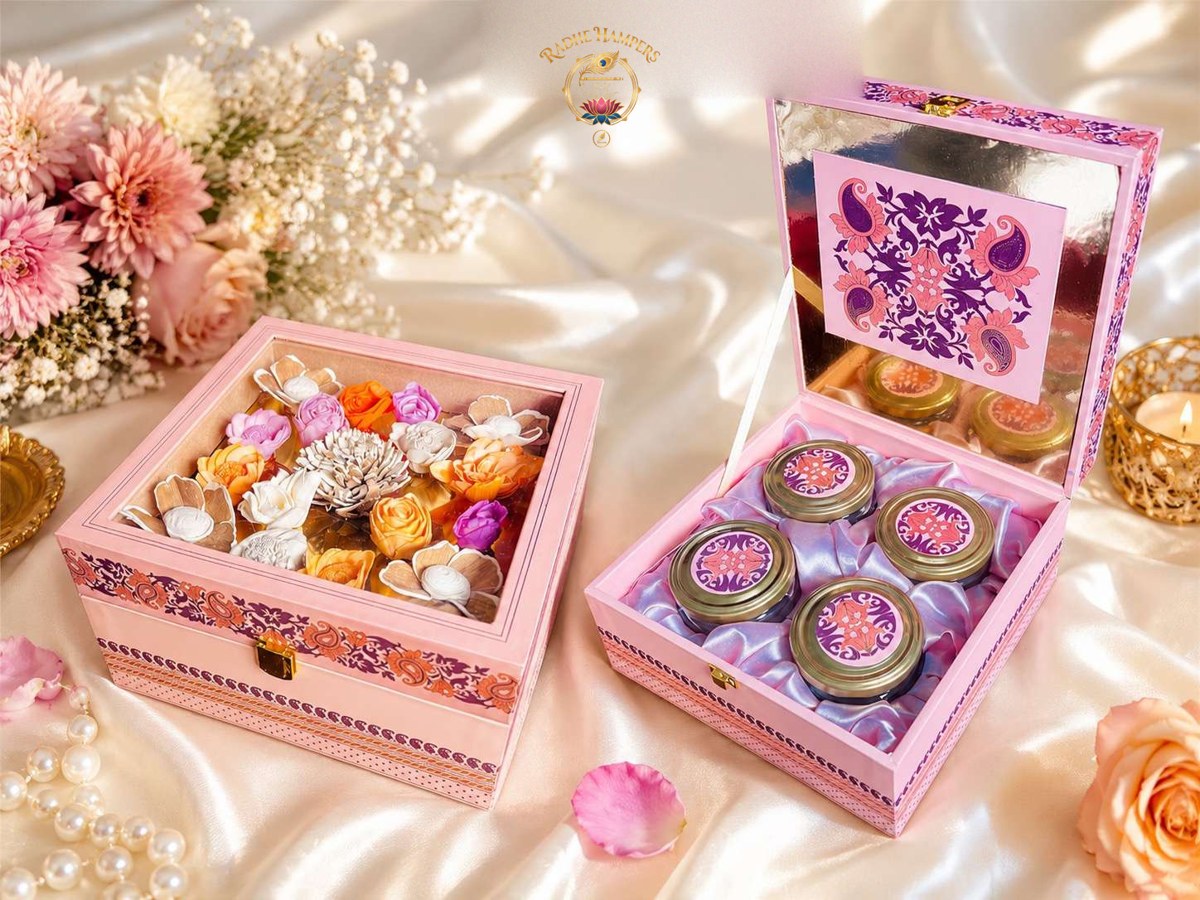 Pink Printed Chocolate + Jar Box